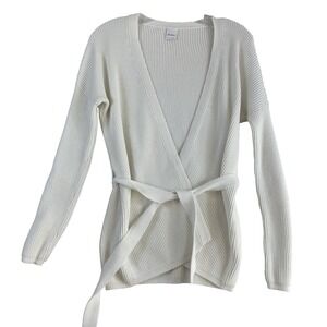 Max Mara Leisure Cardigan Sweater Women Sz XS-S White Ribbed Knit SEE NOTES